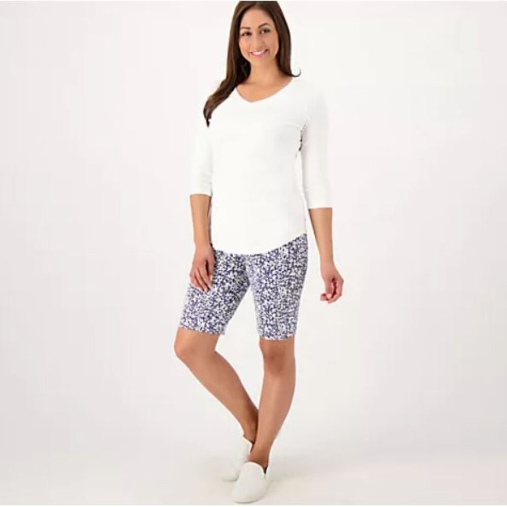 Isaac Mizrahi Live! Tall 24/7 Stretch Bermuda Shorts-Pitch Black, Tall 12